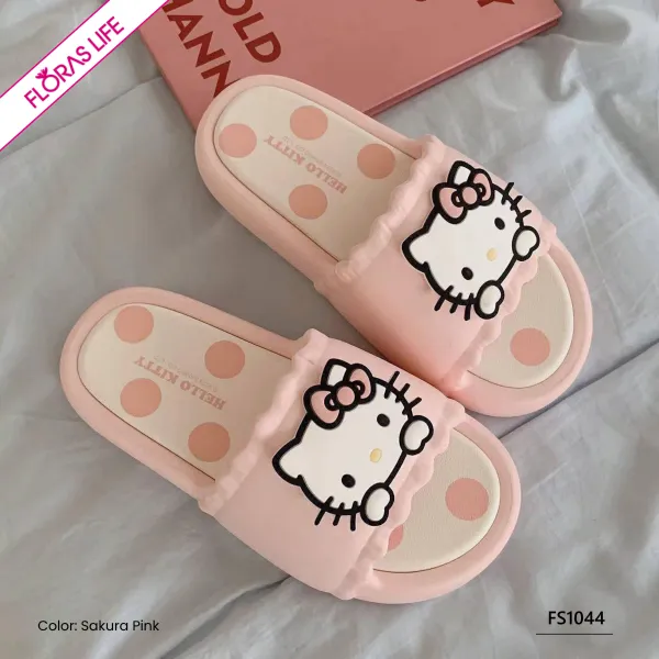 Cream White Hello Kitty Sakura Pink Hello Kitty SLIPPERS